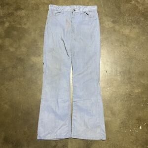 Vintage 70s Sears Light Blue Bell Bottom Corduroys 31x30